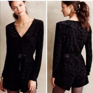 SAYLOR Black Burnout Velvet Romper/Jumpsuit